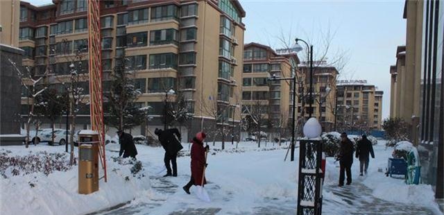 十里庄园启动应急预案，清除道路积雪